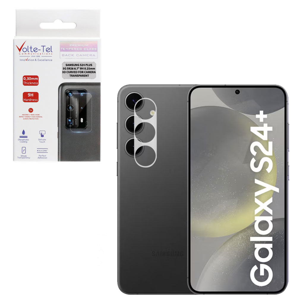 VOLTE-TEL CAMERA GLASS SAMSUNG S24 PLUS 5G S926 6.7in 9H 0.25mm 3D CURVED TRANSPARENT
