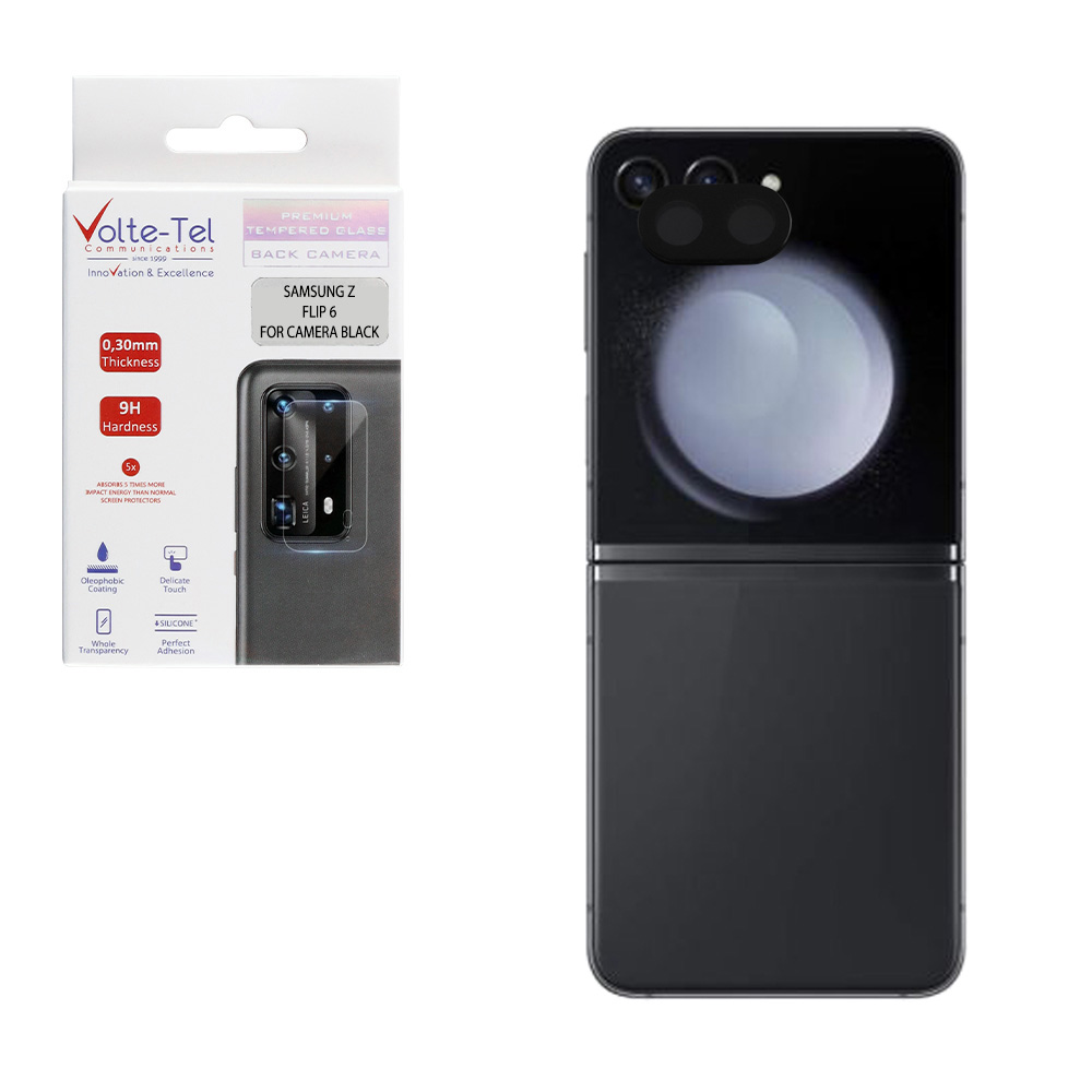 VOLTE-TEL CAMERA GLASS SAMSUNG Z FLIP 7 FE 5G F761/Z FLIP 6 5G F741 6.7in 9H 0.25mm 3D CURVED BLACK