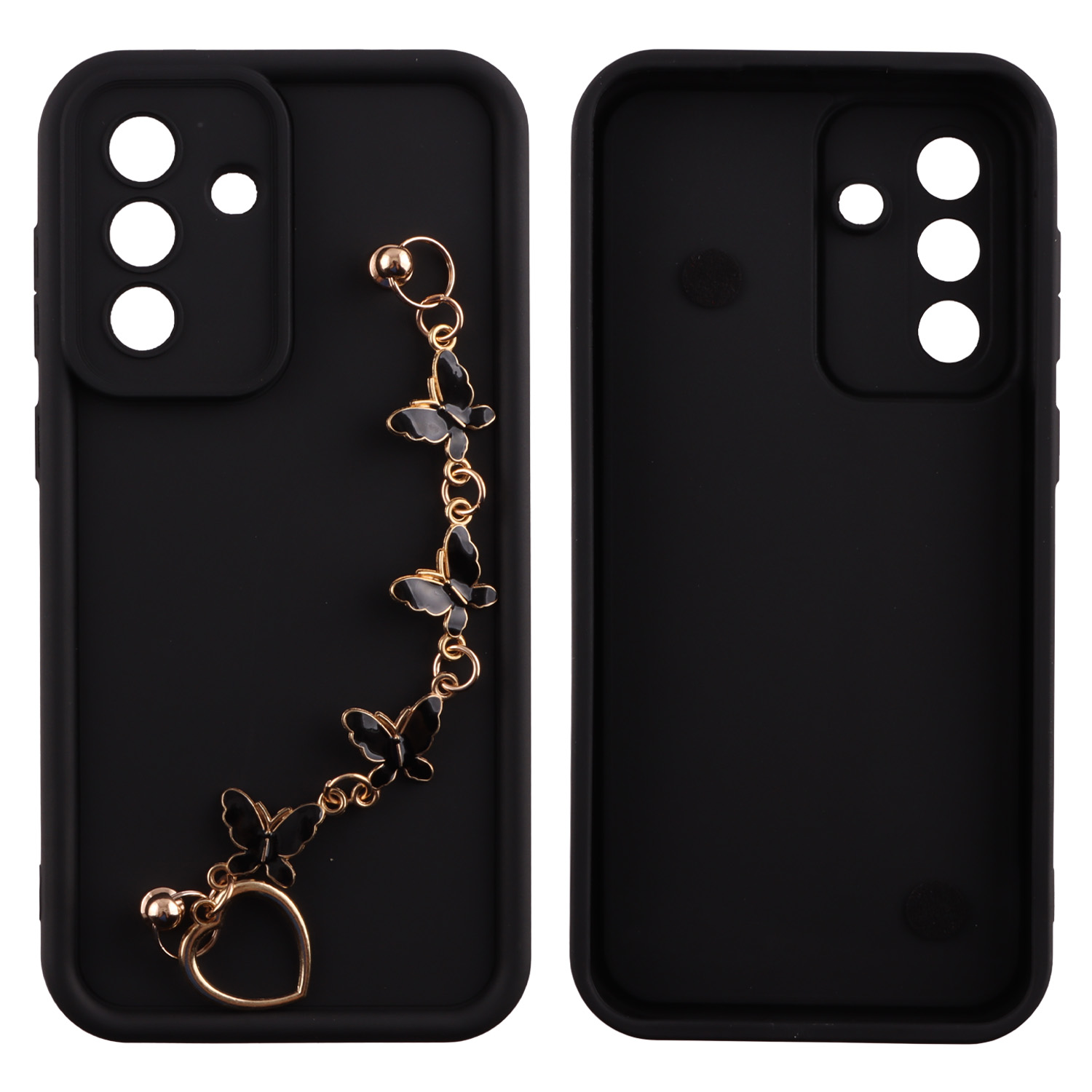 VOLTE-TEL SILICON TPU WITH STRAP ΘΗΚΗ SAMSUNG A57 5G A576 6.7in FULL CAMERA PROTECTION BLACK WITH BLACK BUTTERFLIES - Image 4