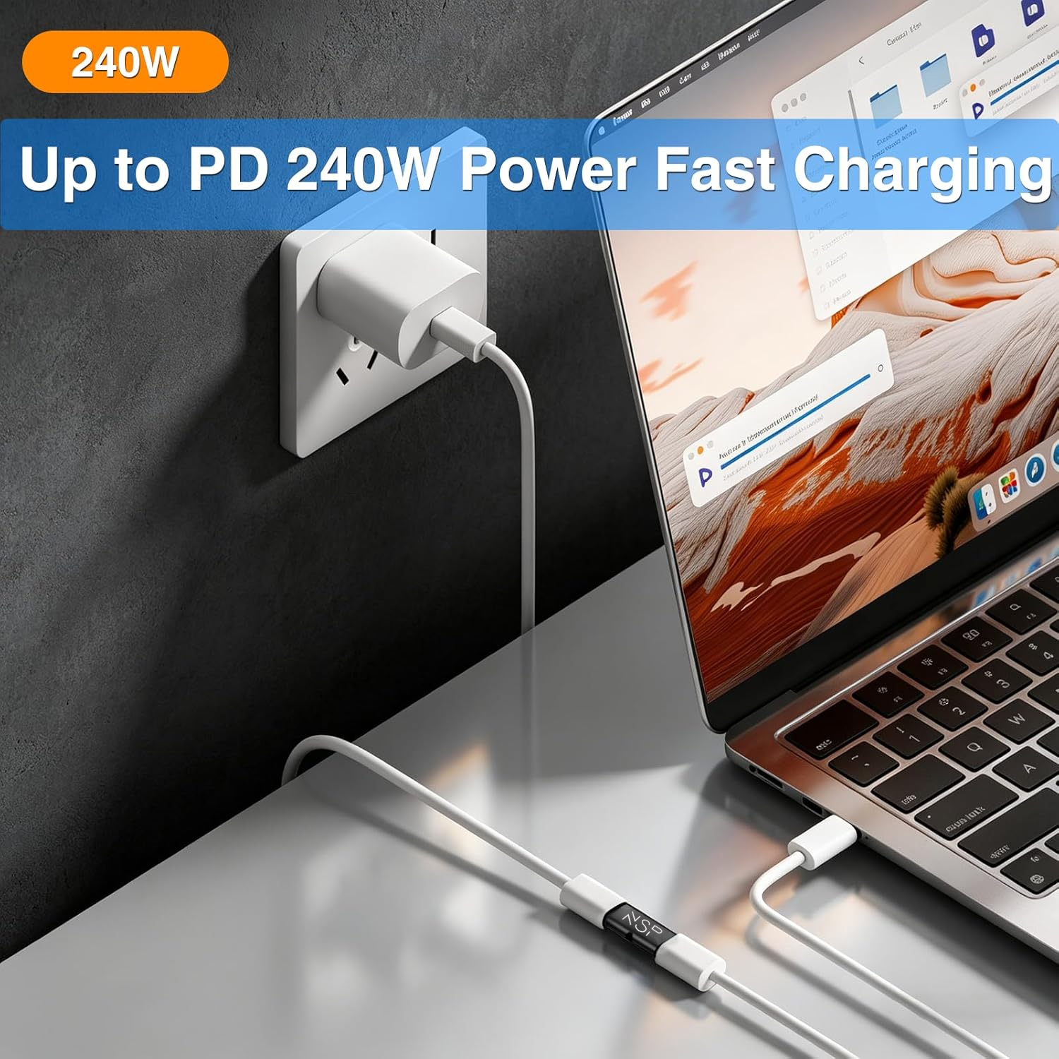 NSP ΜΕΤΑΤΡΟΠΕΑΣ TYPE C FEMALE TO TYPE C FEMALE 80GBPS 240W 48V 5A ALUMINIUM BLACK - Image 2