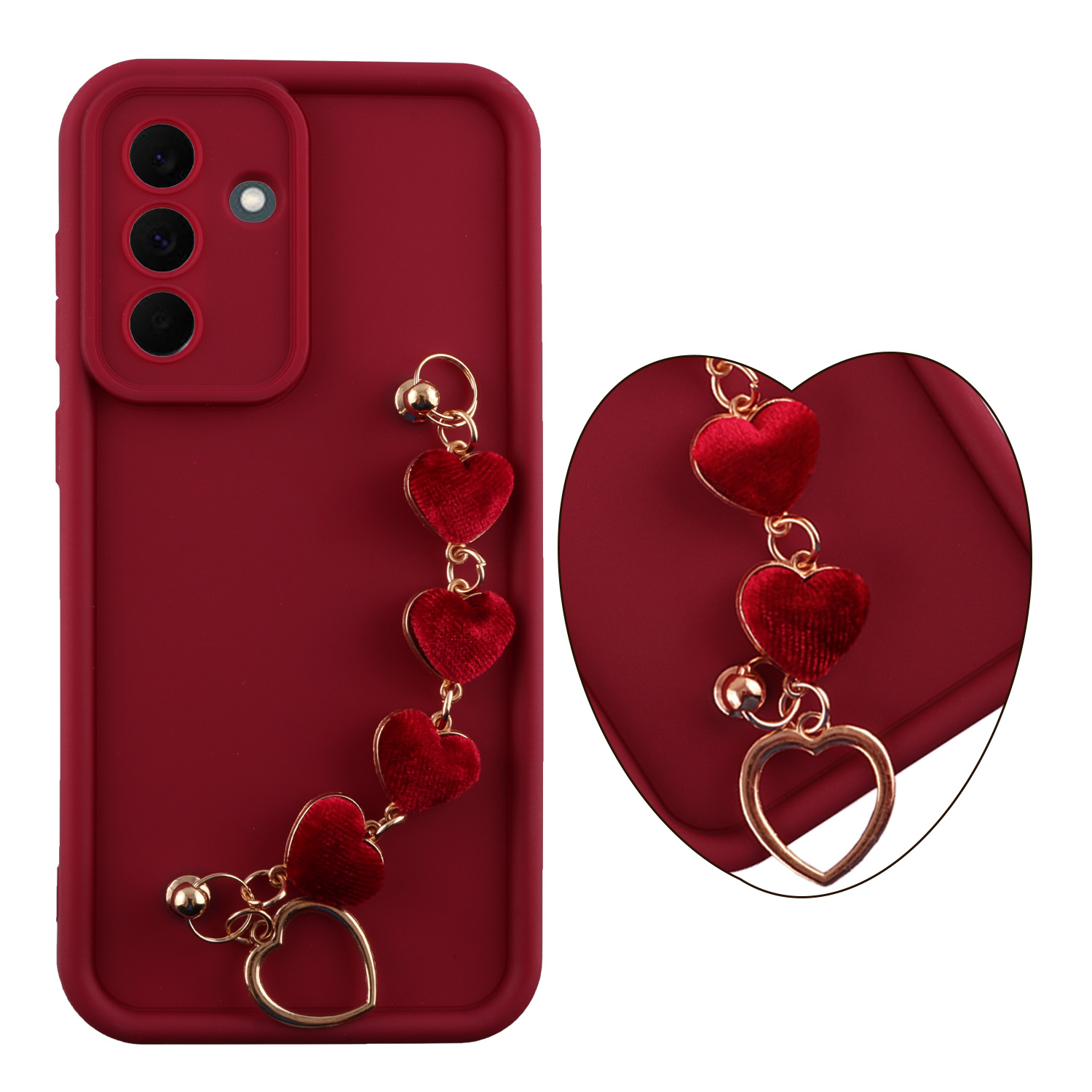 VOLTE-TEL SILICON TPU WITH STRAP ΘΗΚΗ SAMSUNG A37 5G A376 6.7in FULL CAMERA PROTECTION BURGUNDY WITH RED HEARTS