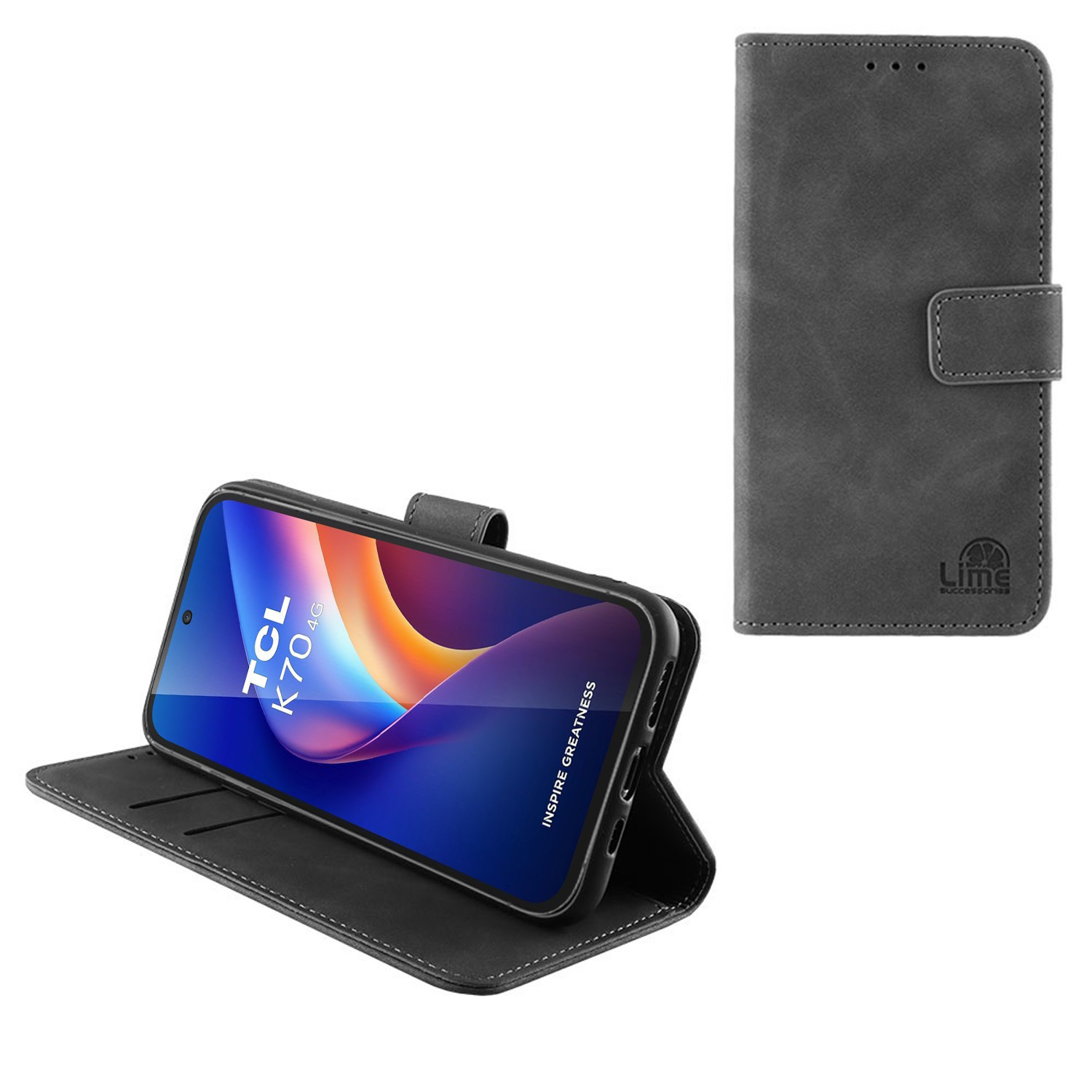 LIME ESSENTIAL ΘΗΚΗ TCL K70 6.75in MAGNET BOOK STAND CLIP GREY