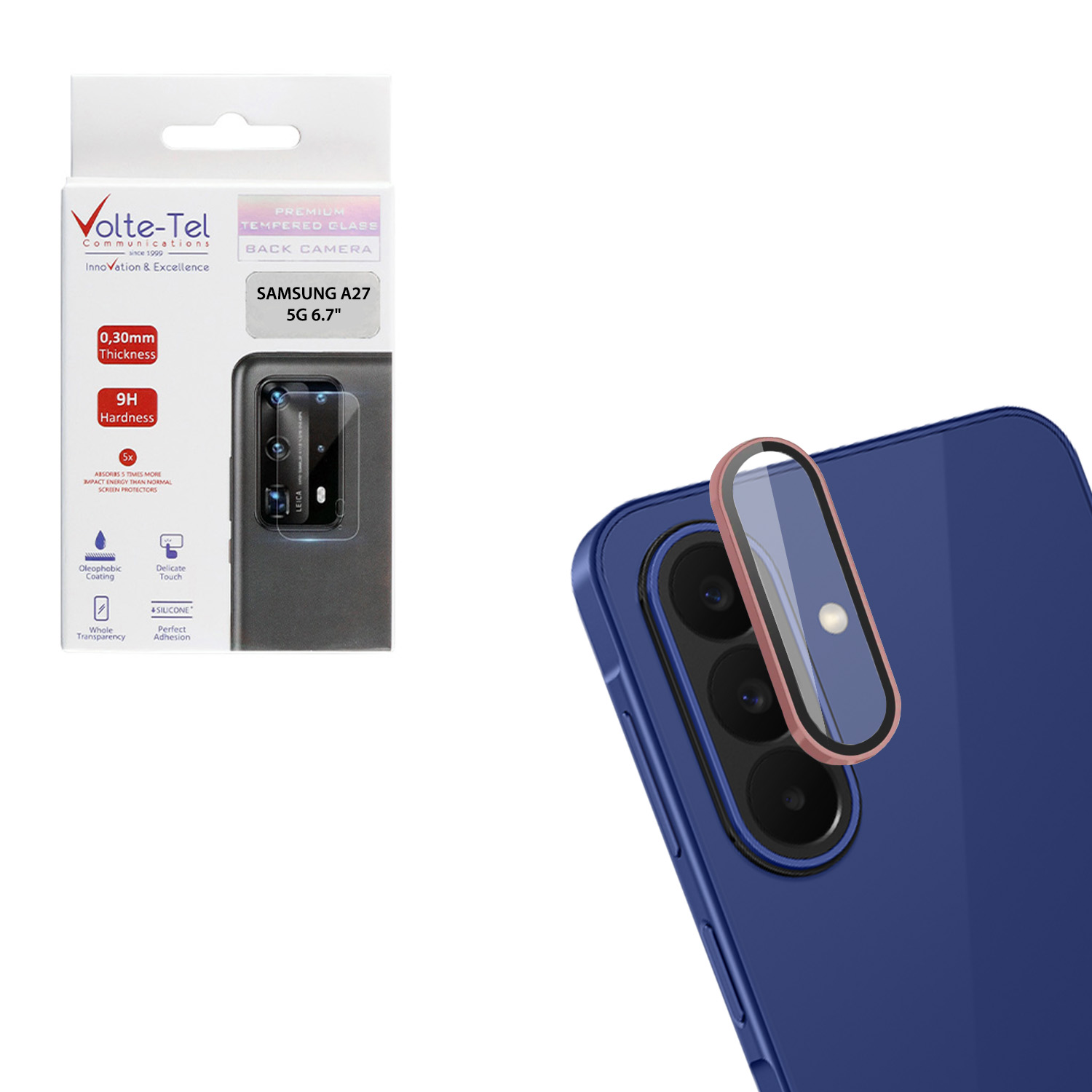 VOLTE-TEL CAMERA GLASS COVER SAMSUNG A27 5G A276 6.7in 9H 0.33MM EASY APPLICATION PINK
