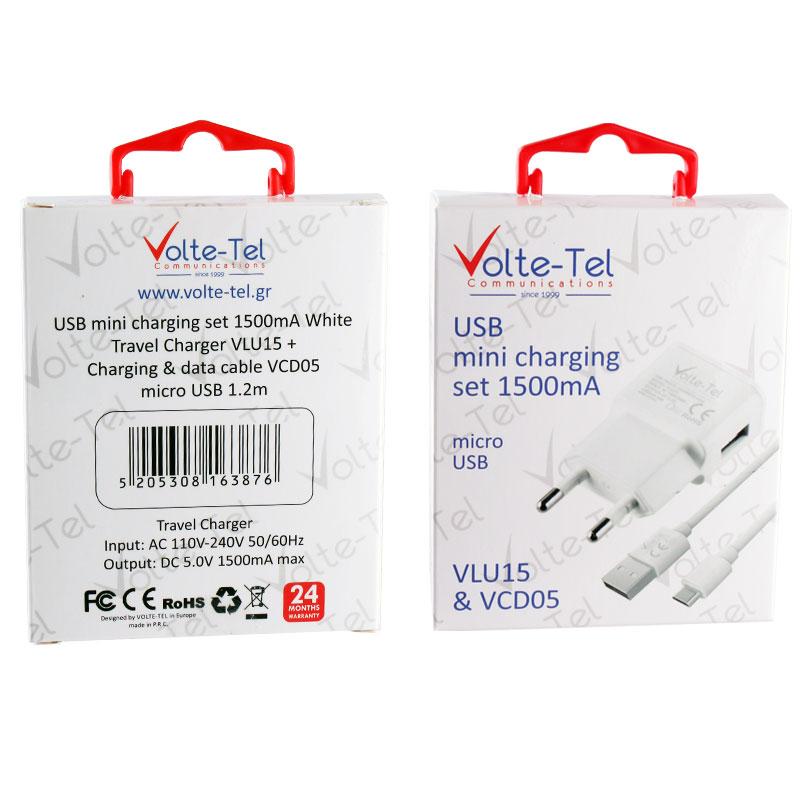 matshop.gr - VOLTE-TEL MICRO USB(ΦΟΡΤΙΣΗΣ-DATA VCD05+TRAVEL VLU15 1500mA) WHITE