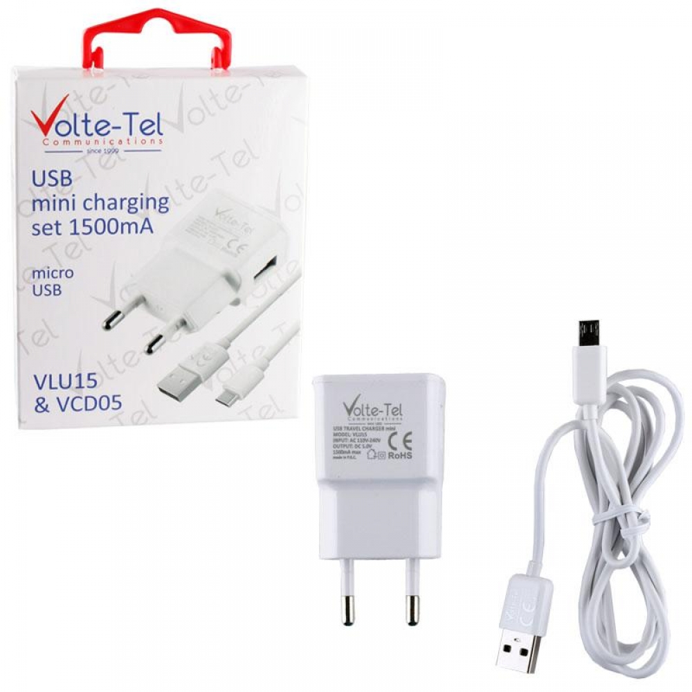 matshop.gr - VOLTE-TEL MICRO USB(ΦΟΡΤΙΣΗΣ-DATA VCD05+TRAVEL VLU15 1500mA) WHITE