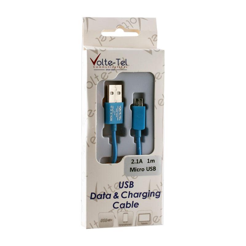 matshop.gr - VOLTE-TEL MICRO USB DEVICES USB ΦΟΡΤΙΣΗΣ-DATA 2.1A 1m VCD01 BLUE