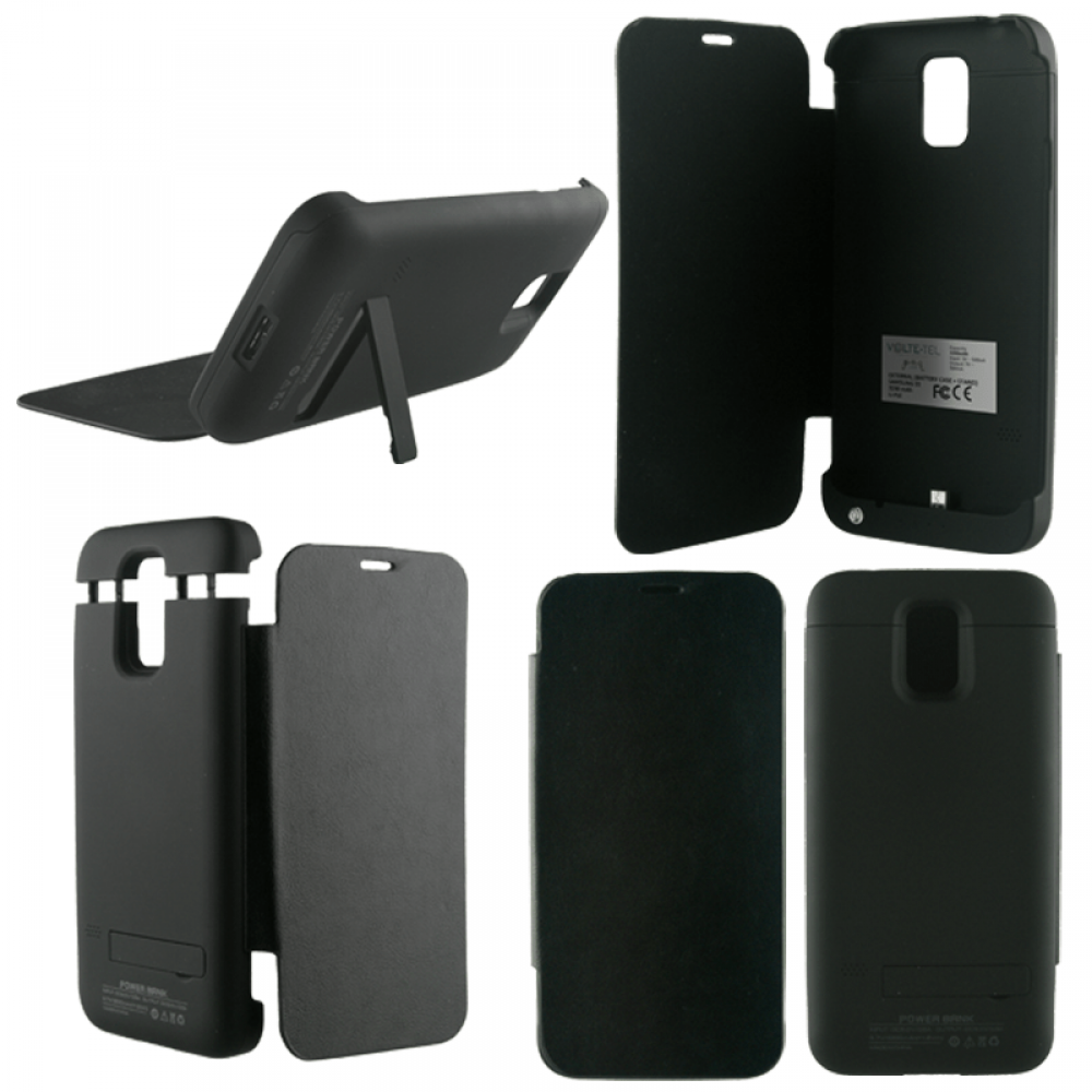 matshop.gr - SAMSUNG G900 S5 EXTERNAL(BOOK CASE BATTERY+STAND)3200 mAh BLACK