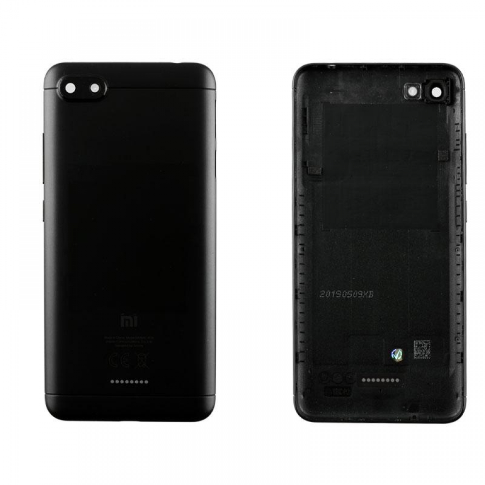matshop.gr - XIAOMI REDMI 6A BATTERY COVER + CAMERA/FLASH LENS+SIDE KEYS BLACK ORIGINAL SERVICE PACK
