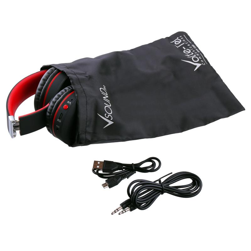 matshop.gr - VOLTE-TEL STEREO BLUETOOTH HEADPHONES V SOUND PRO VT900 BLACK-RED