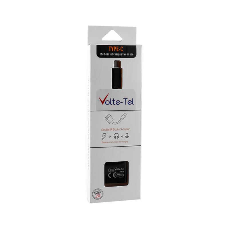 matshop.gr - VOLTE-TEL ΜΕΤΑΤΡΟΠΕΑΣ 2 IN 1 ΦΟΡΤΙΣΗΣ ΚΑΙ AUDIO ADAPTER TYPE C TO 3.5MM JACK+TYPE C 2.4A BLACK