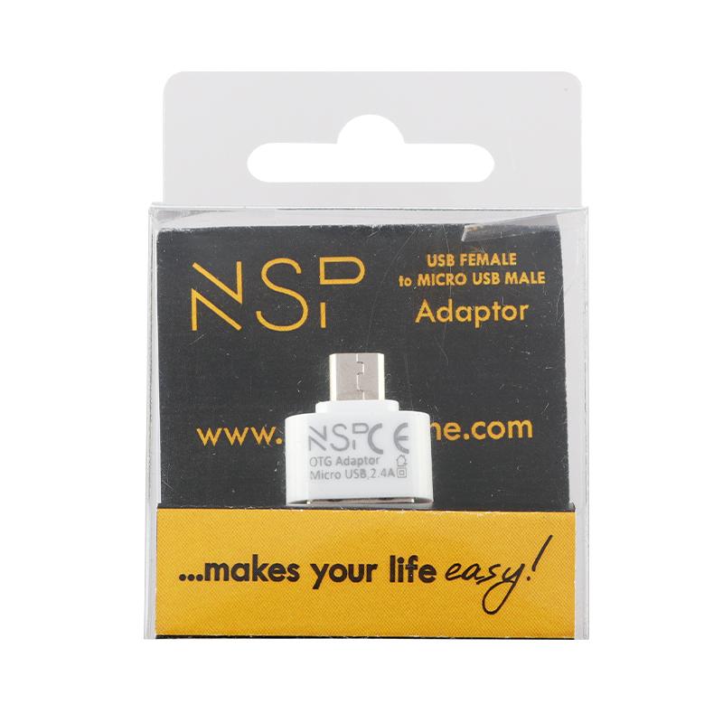 matshop.gr - NSP ΜΕΤΑΤΡΟΠΕΑΣ USB 2.0 OTG 2.4A FEMALE ΣΕ MICRO USB MALE WHITE