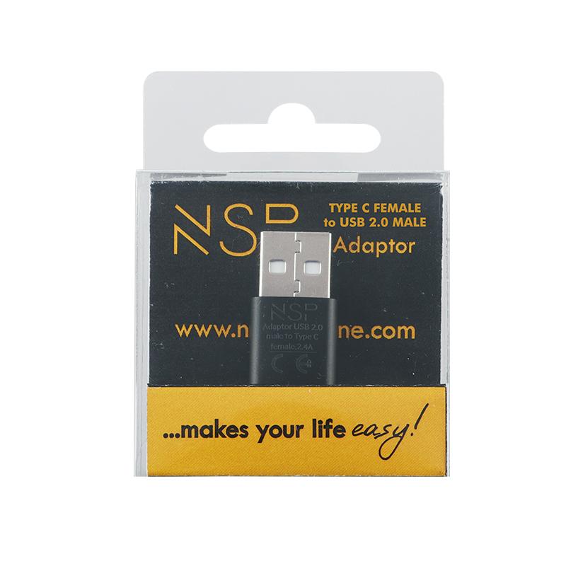 matshop.gr - NSP ΜΕΤΑΤΡΟΠΕΑΣ TYPE C FEMALE TO USB 2.0 MALE 2.4A BLACK