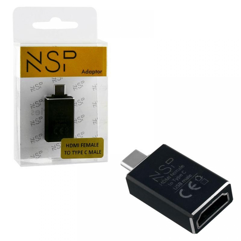 matshop.gr - NSP ADAPTER HDMI 1.4 FEMALE TO TYPE C 3.1 MALE 4K & DEX BLACK