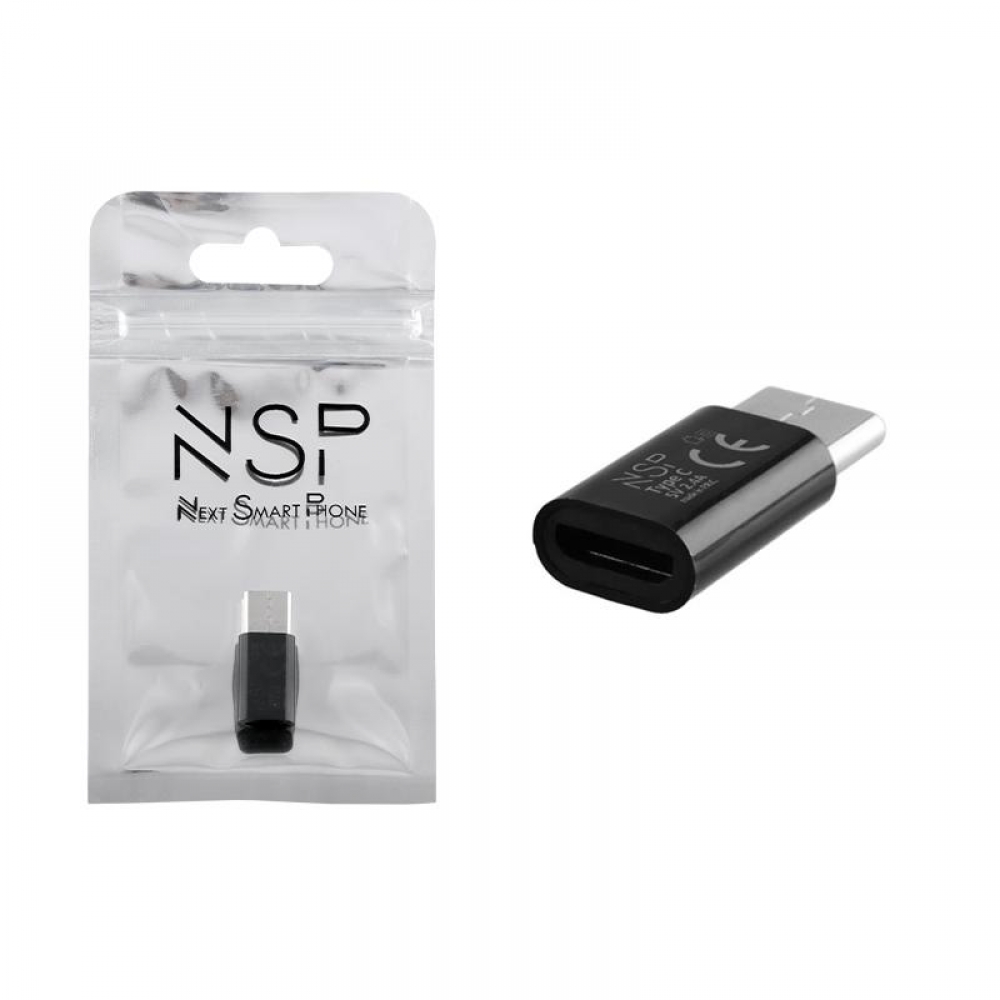 matshop.gr - NSP ΜΕΤΑΤΡΟΠΕΑΣ MICRO USB FEMALE TO TYPE C MALE BLACK