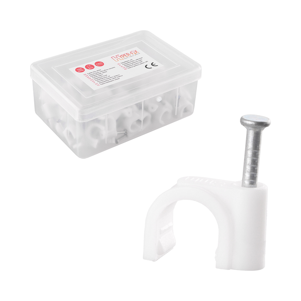 matshop.gr - HYPER-FIX ΡΟΚΑ ΓΙΑ ΔΙΑΜΕΤΡΟ ΚΑΛΩΔΙΟΥ 8mm ΥΨΟΣ 9.4mm - ΚΑΡΦΙ 1.70x15mm ΑΣΠΡΟ - ΚΟΥΤΙ 100 ΤΕΜ