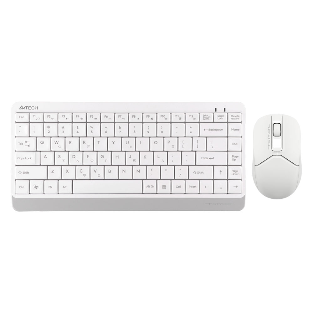 matshop.gr - A4 TECH FSTYLER COMBO FG1112S ΑΣΥΡΜΑΤΟ ΠΛΗΚΤΡΟΛΟΓΙΟ Η/Υ USB FGK-11 EN/GR + ΑΣΥΡΜΑΤΟ ΠΟΝΤΙΚΙ FG12S ΑΘΟΡΥΒΟ CLICK WHITE GR