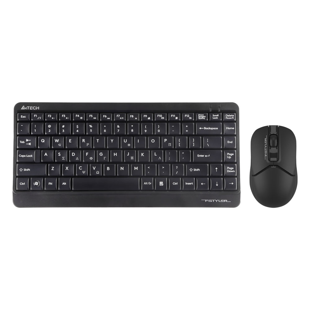 matshop.gr - A4 TECH FSTYLER COMBO FG1112S ΑΣΥΡΜΑΤΟ ΠΛΗΚΤΡΟΛΟΓΙΟ Η/Υ USB FGK-11 EN/GR + ΑΣΥΡΜΑΤΟ ΠΟΝΤΙΚΙ FG12S ΑΘΟΡΥΒΟ CLICK BLACK GR