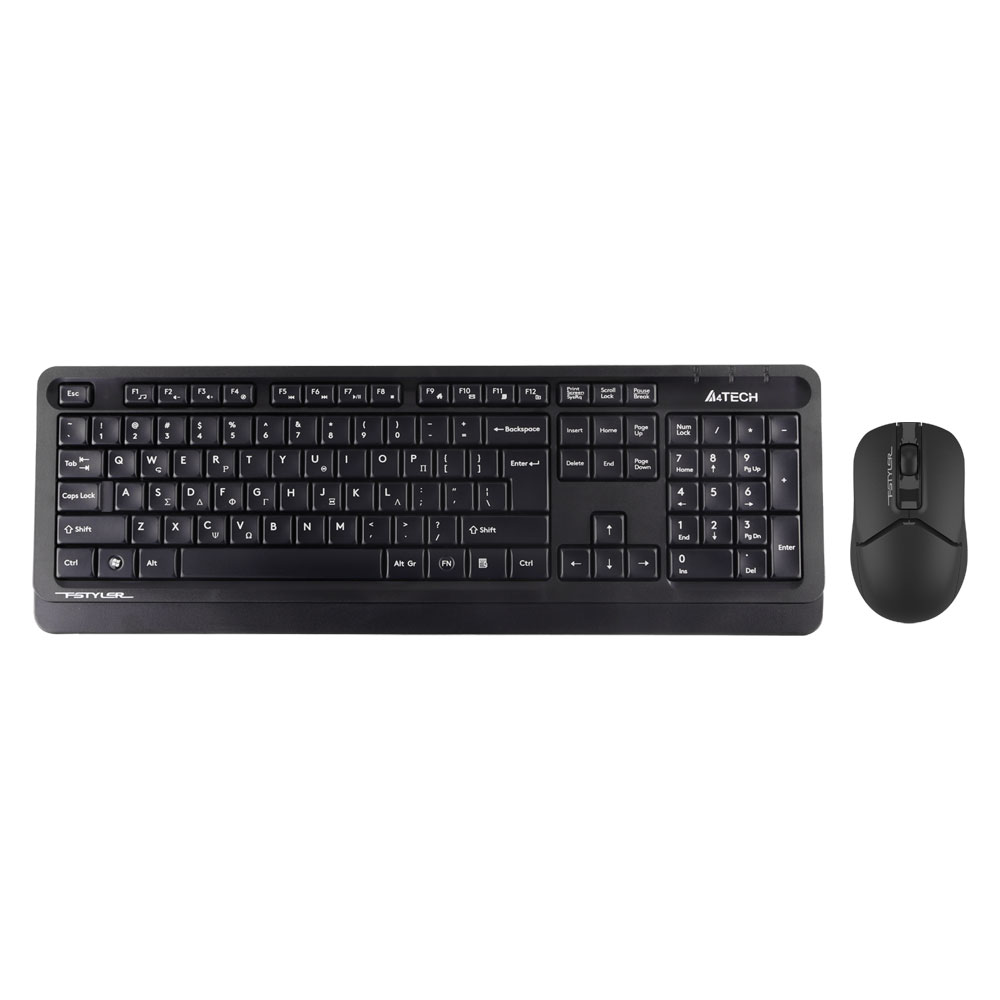 matshop.gr - A4 TECH FSTYLER COMBO FG1012S ΑΣΥΡΜΑΤΟ ΠΛΗΚΤΡΟΛΟΓΙΟ Η/Υ USB FGK-10 EN/GR + ΑΣΥΡΜΑΤΟ ΠΟΝΤΙΚΙ FG12S ΑΘΟΡΥΒΟ CLICK BLACK GR