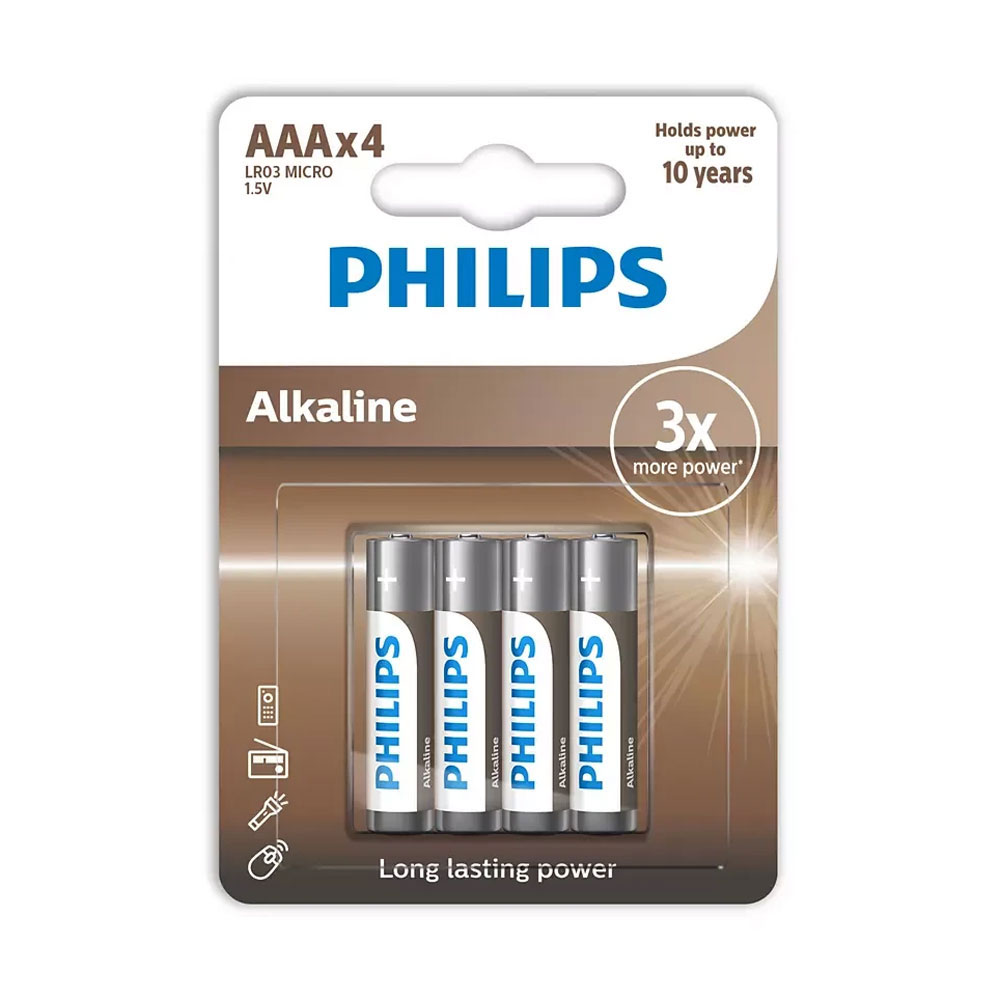 matshop.gr - PHILIPS ΑΛΚΑΛΙΚΕΣ ΜΠΑΤΑΡΙΕΣ LR03/SIZE AAA 1.5V 4/BLISTER