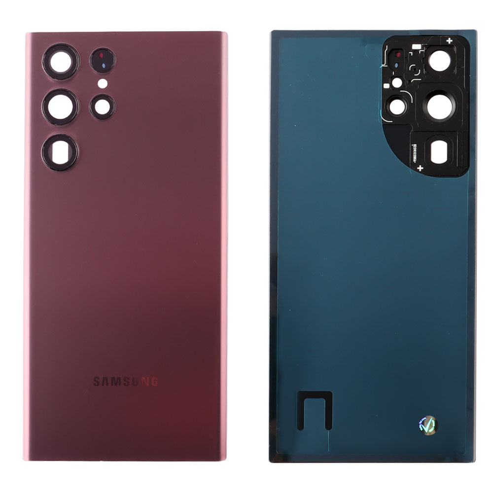 matshop.gr - SAMSUNG S22 ULTRA 5G S908 BATTERY COVER + LENS BURGUNDY 3P OR