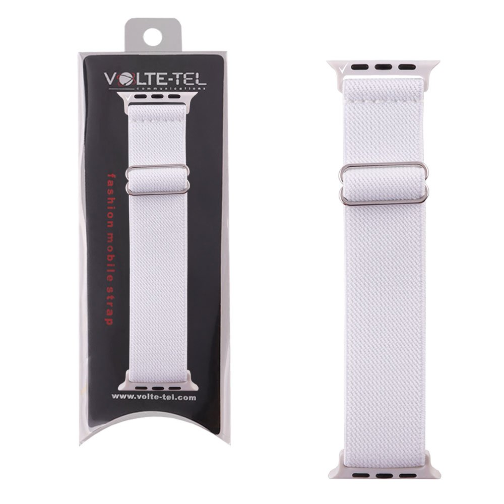matshop.gr - VOLTE-TEL ΛΟΥΡΑΚΙ ΡΟΛΟΓΙΟΥ APPLE WATCH 42/44/45/49mm ELASTIC BRAIDED NYLON WHITE VT101
