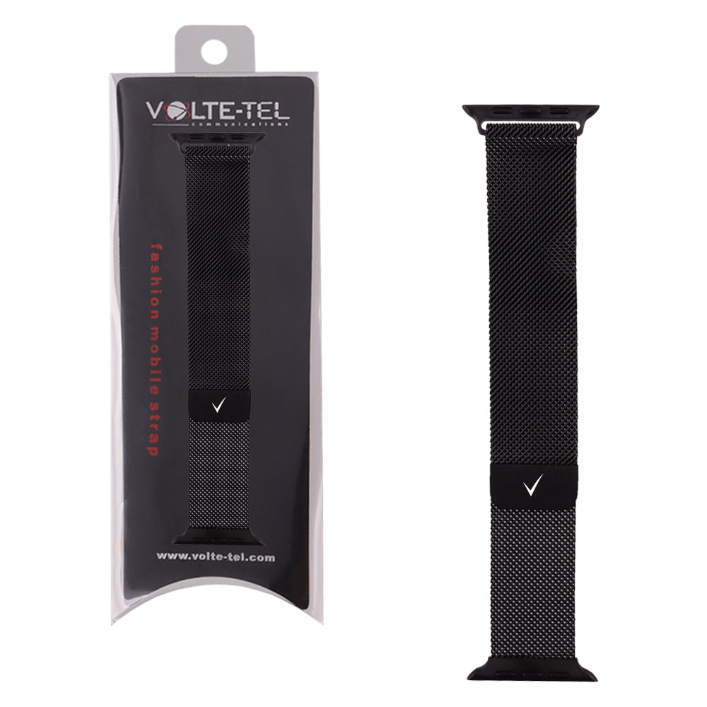 matshop.gr - VOLTE-TEL ΛΟΥΡΑΚΙ ΡΟΛΟΓΙΟΥ ΑΝΟΞΕΙΔΩΤΟ ΑΤΣΑΛΙ APPLE WATCH 42/44/45/49mm MILANESE BLACK VT109
