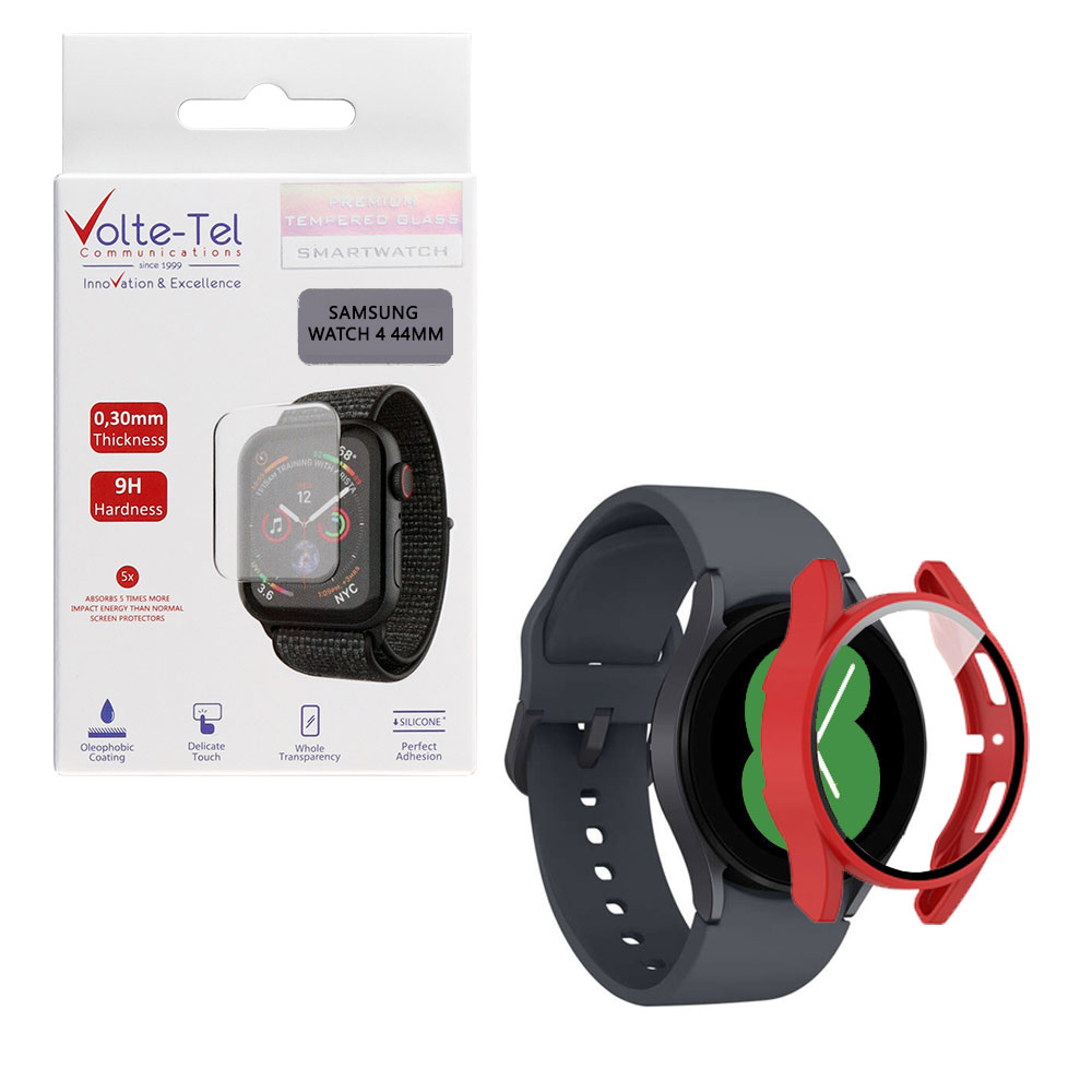 VOLTE-TEL TEMPERED GLASS SAMSUNG WATCH 4 40mm 1.2" 9H 0.30mm PC EDGE COVER WITH KEY 3D FULL GLUE FULL COVER GOLD (Copy)