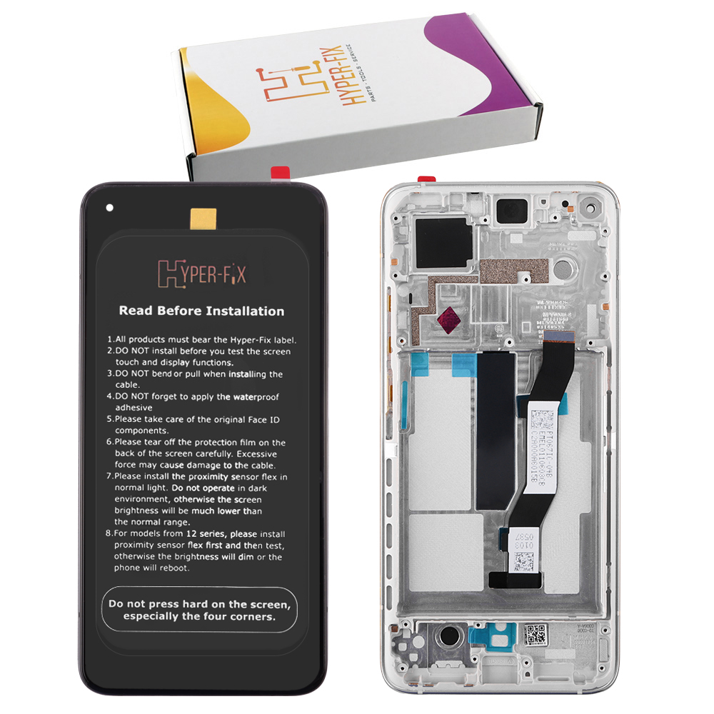 XIAOMI MI 10T 5G/MI 10T PRO 5G ΟΘΟΝΗ + TOUCH SCREEN + LENS + FRAME HF-5600040J3S00 SILVER HYPER-FIX SERVICE PACK