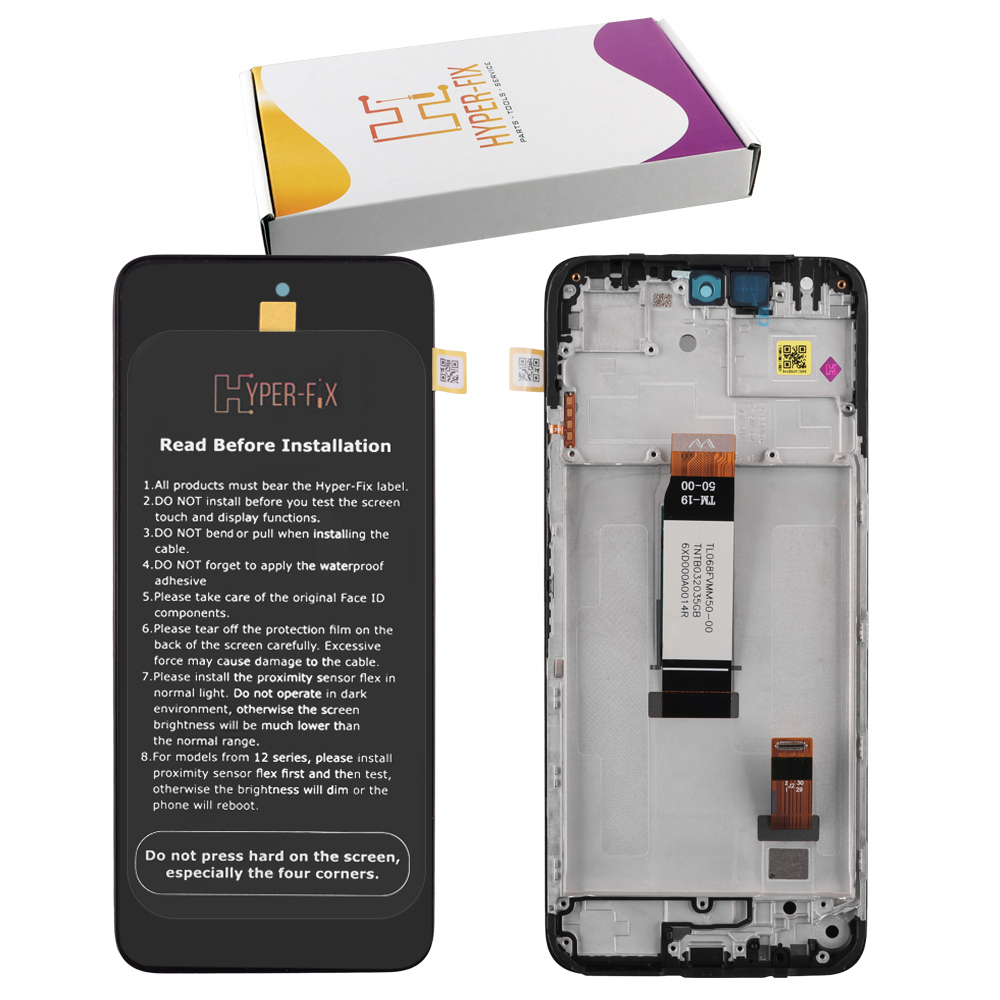 XIAOMI REDMI 13 4G/5G/ POCO M6 4G ΟΘΟΝΗ + TOUCH SCREEN + LENS + FRAME HF-560001N19A00 BLACK HYPER-FIX SERVICE PACK