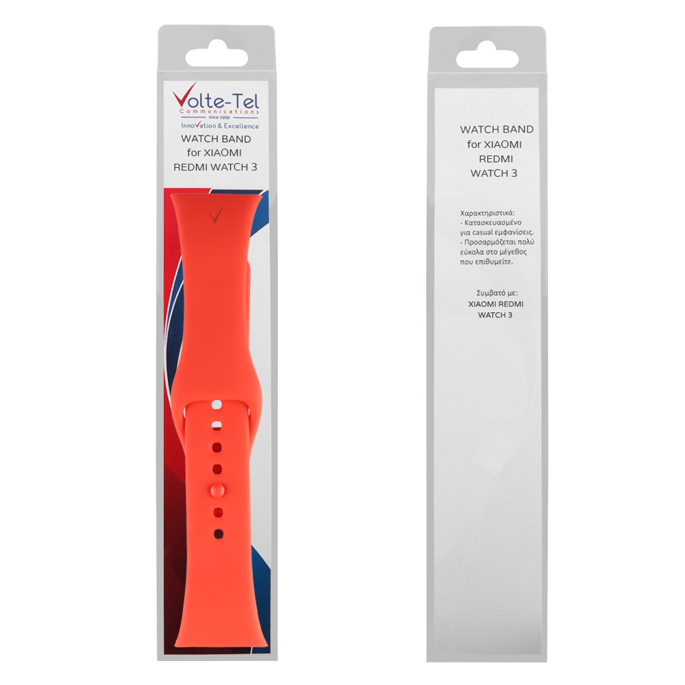 VOLTE-TEL VT142 ΛΟΥΡΑΚΙ ΡΟΛΟΓΙΟΥ ΣΙΛΙΚΟΝΗΣ XIAOMI REDMI WATCH 3 ORANGE - Image 2