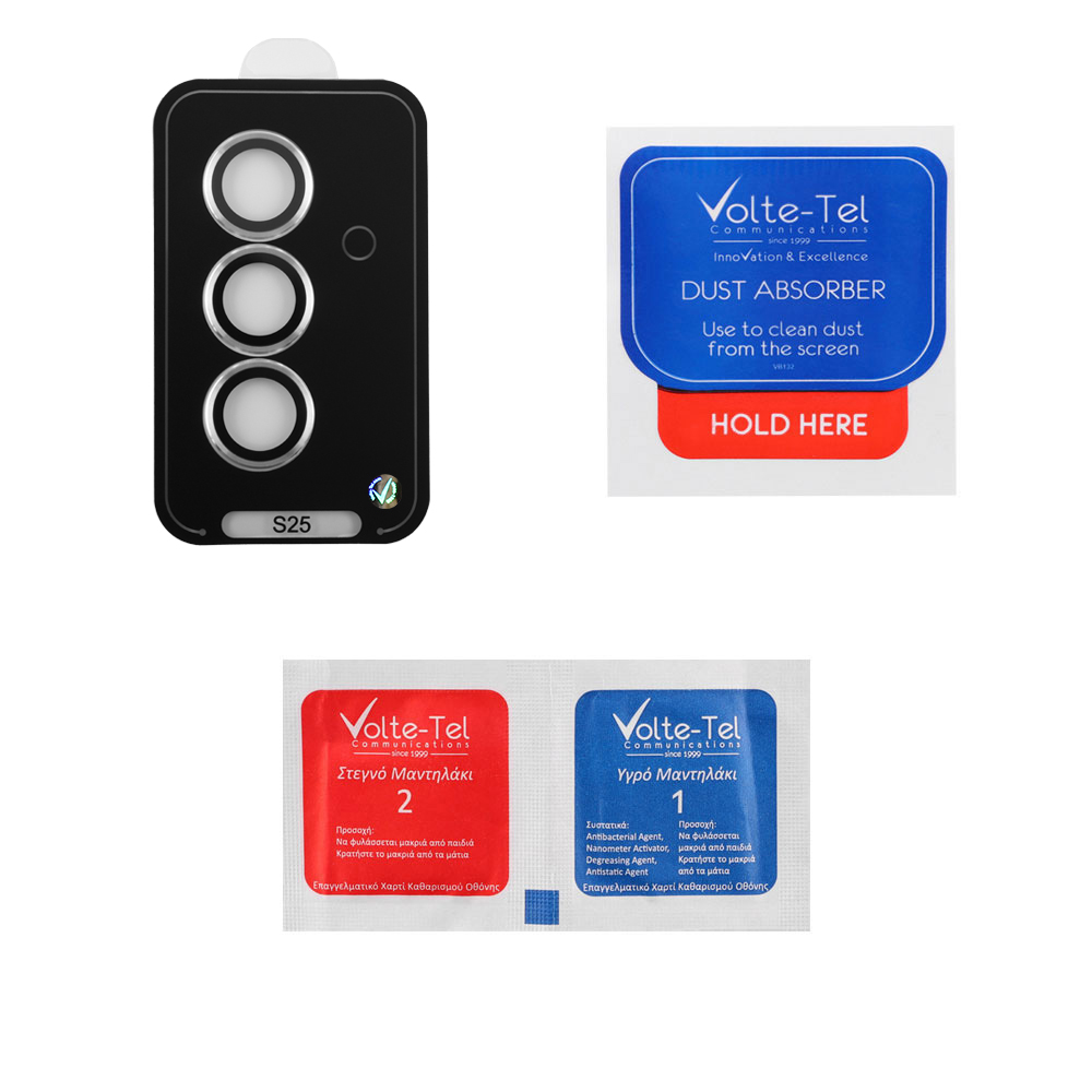VOLTE-TEL CAMERA GLASS COVER SAMSUNG S25 5G 6.2in 9H 0.33MM PREMIUM EASY APPLICATION SILVER - Image 3