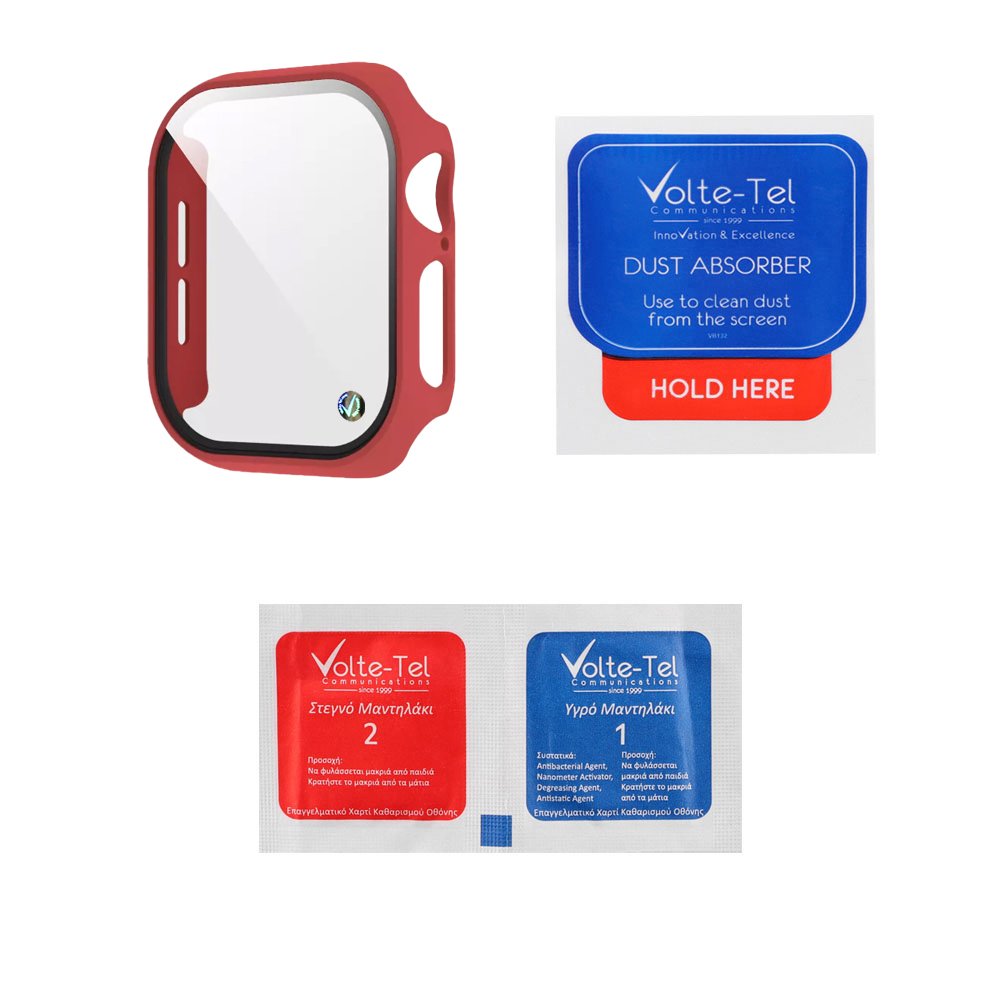 VOLTE-TEL PC EDGE COVER TEMPERED GLASS APPLE WATCH 10/ WATCH 11 42mm 1.77in 9H 0.30mm WITH KEY 3D FULL GLUE FULL COVER BURGUNDY - Image 3