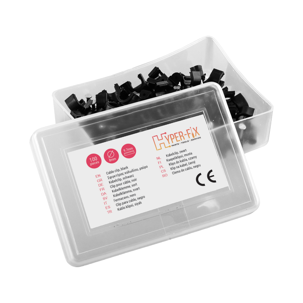 HYPER-FIX ΡΟΚΑ ΓΙΑ ΔΙΑΜΕΤΡΟ ΚΑΛΩΔΙΟΥ 8mm ΥΨΟΣ 9.7mm - ΚΑΡΦΙ 1.80x18mm ΜΑΥΡΟ - KOYTI 100 ΤΕΜ - Image 2