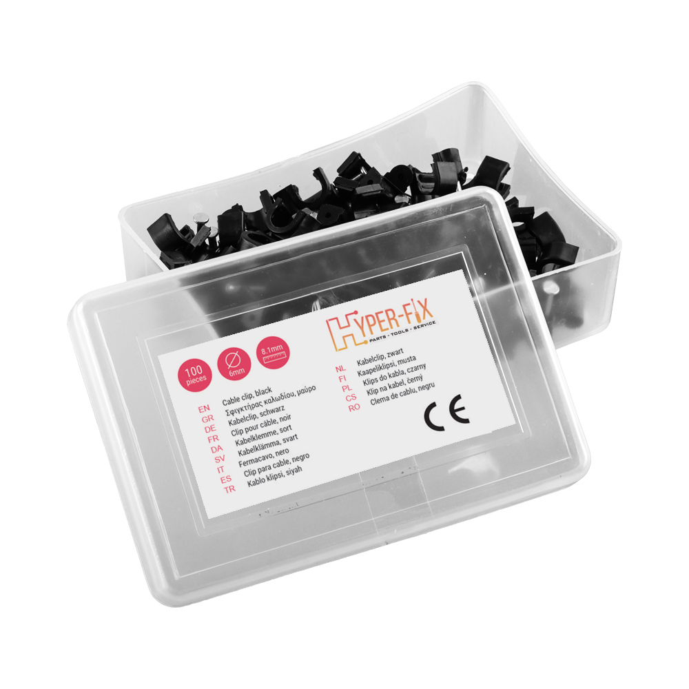 HYPER-FIX ΡΟΚΑ ΓΙΑ ΔΙΑΜΕΤΡΟ ΚΑΛΩΔΙΟΥ 6mm ΥΨΟΣ 8.1mm - ΚΑΡΦΙ 1.70x15mm ΜΑΥΡΟ - KOYTI 100 ΤΕΜ - Image 2