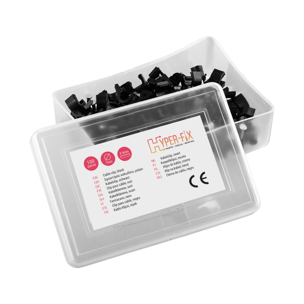 HYPER-FIX ΡΟΚΑ ΓΙΑ ΔΙΑΜΕΤΡΟ ΚΑΛΩΔΙΟΥ 7mm ΥΨΟΣ 8.9mm - ΚΑΡΦΙ 1.70x16,9mm ΜΑΥΡΟ - KOYTI 100 ΤΕΜ - Image 2