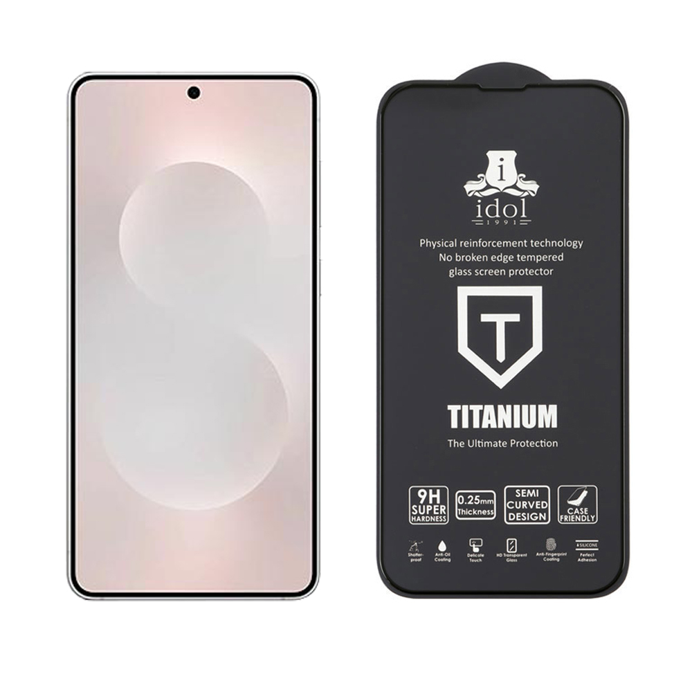 IDOL 1991 TITANIUM TEMPERED GLASS SAMSUNG S25 EDGE 5G 6.66in 9H 0.20mm SEMI CURVED FULL GLUE ULTRA THIN BLACK - Image 5