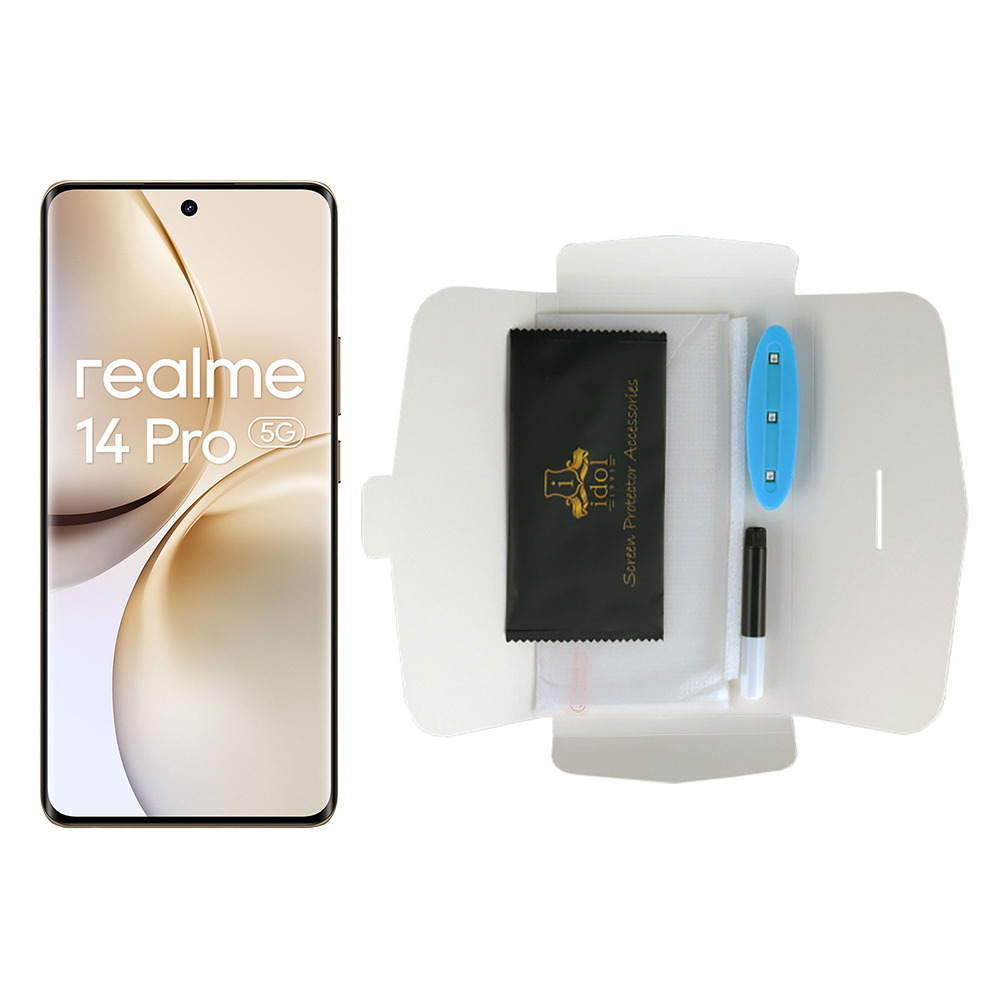 IDOL 1991 UV TEMPERED GLASS REALME 14 PRO PLUS 5G 6.83in 9H 0.20mm 10D SEMI WITH GLUE-TOOL FINGER UNLOCK FULL COVER TRANSPARENT - Image 5
