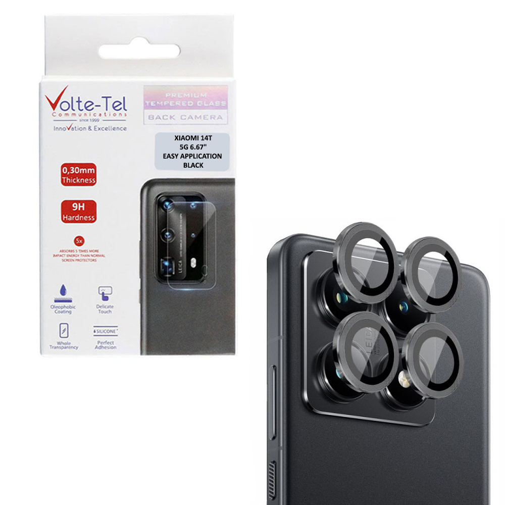 VOLTE-TEL CAMERA GLASS COVER XIAOMI 14T 5G 6.67in 9H 0.33MM EASY APPLICATION BLACK