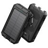 SOLAR POWER BANK 8000mAh IP64 WITH FLASHLIGHT AND COMPASS OUTPUT USB1 5V-2A/ USB2 5V-2A MAX 2.1A INPUT MICRO USB 5V-2A BLACK