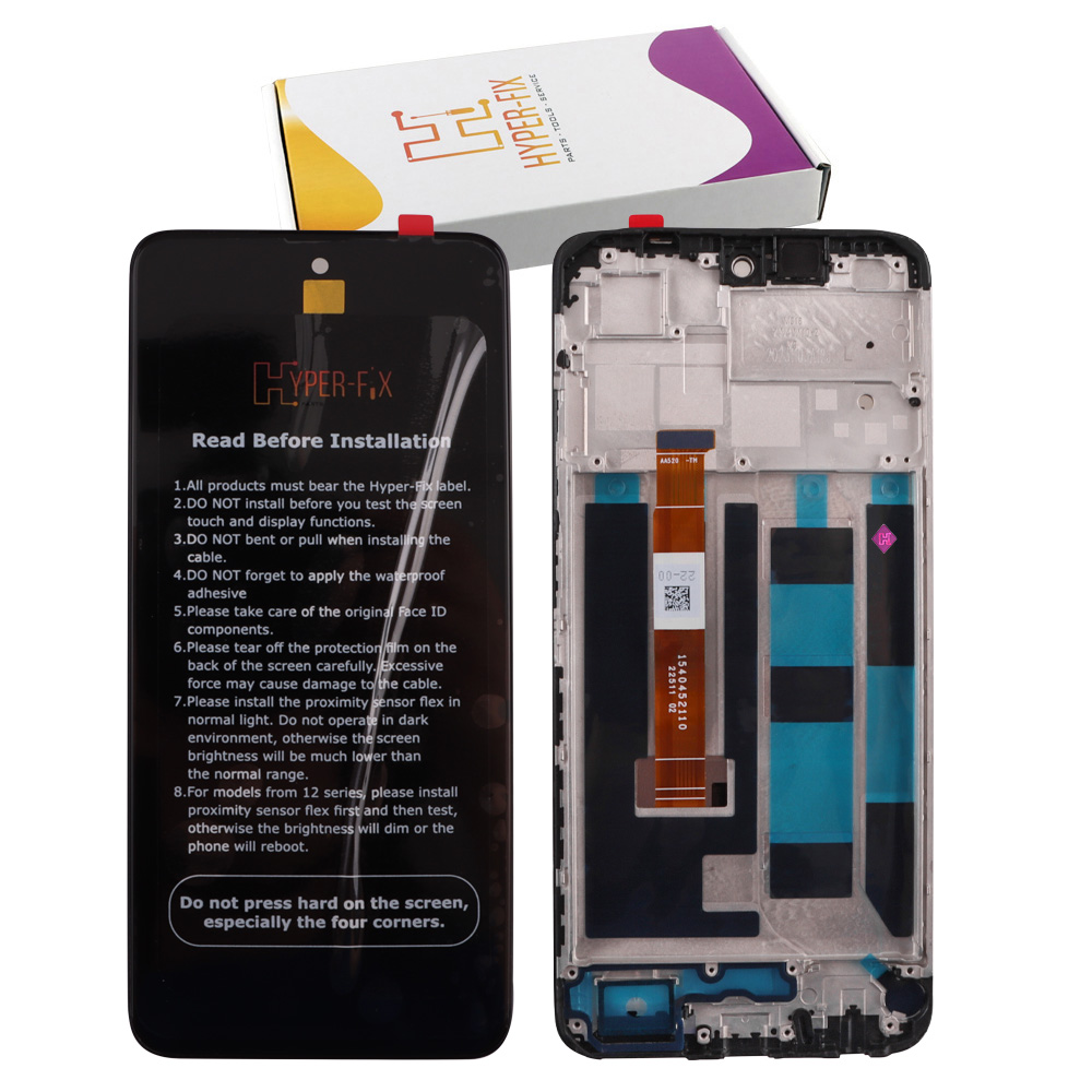 REALME C55 ΟΘΟΝΗ + TOUCH SCREEN + LENS + FRAME HF-4130438 BLACK HYPER-FIX SERVICE PACK