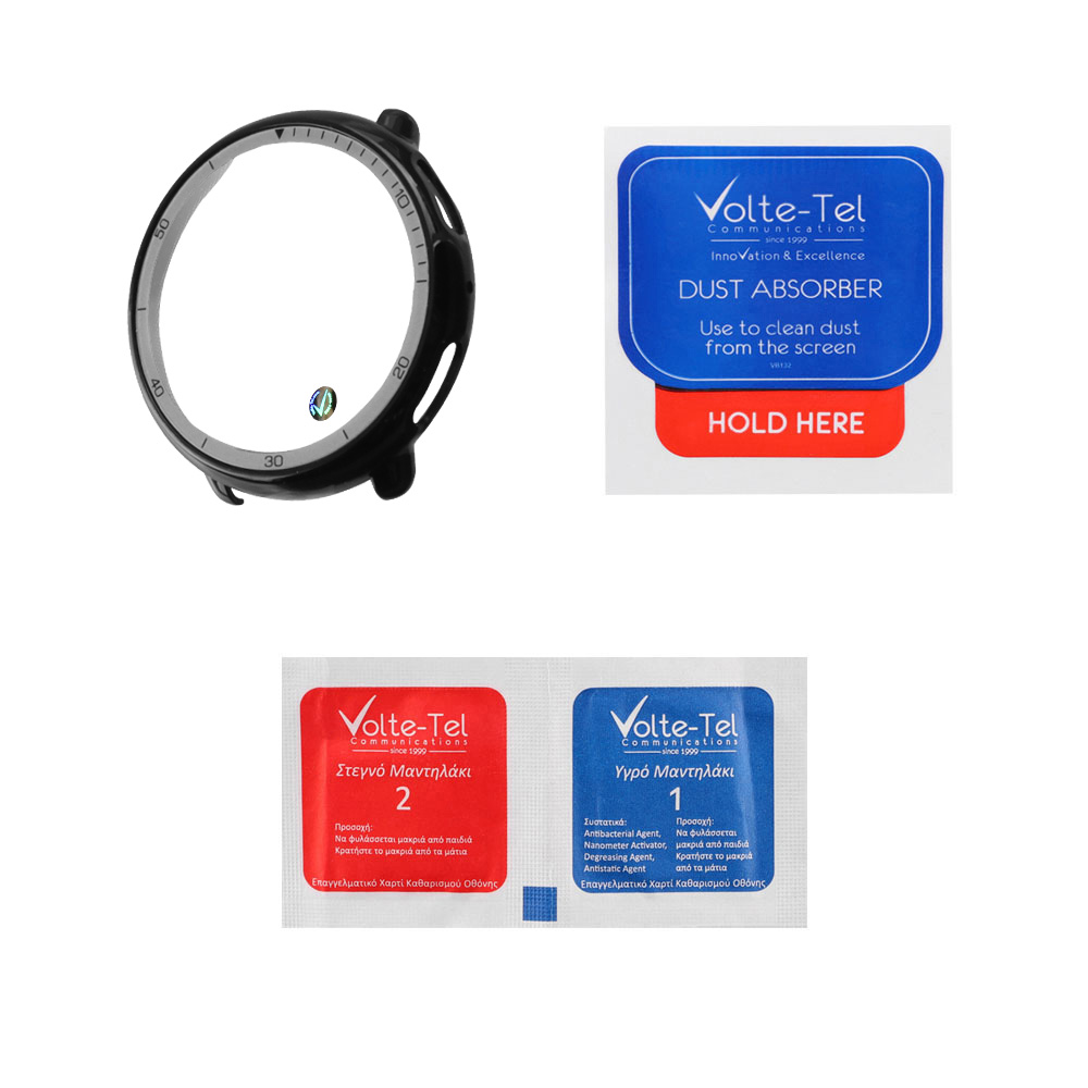 VOLTE-TEL TEMPERED GLASS WATCH AMAZFIT ACTIVE 2 1.32" 9H 0.30mm PC EDGE COVER WITH KEY 3D FULL GLUE FULL COVER BLACK - Image 3