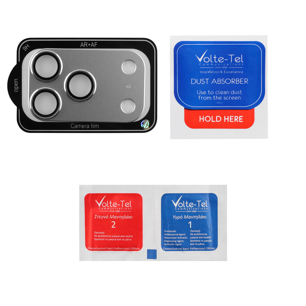 VOLTE-TEL CAMERA GLASS COVER IPHONE 17 PRO 6.3" 9H 0.30MM 3D AR ALUMINIUM-ELECTROPLATING FRAME SILVER - Image 3
