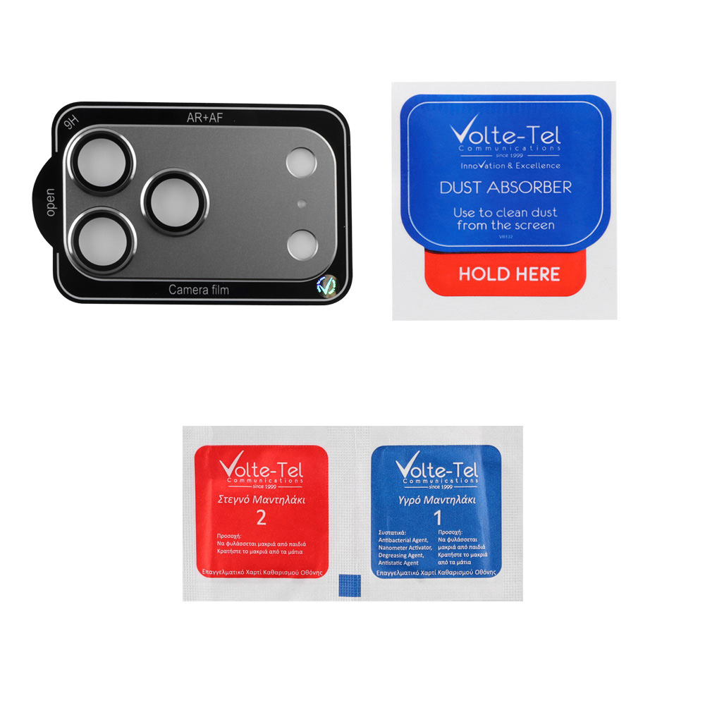 VOLTE-TEL CAMERA GLASS COVER IPHONE 17 PRO MAX 6.9" 9H 0.30MM 3D AR ALUMINIUM-ELECTROPLATING FRAME GREY - Image 3