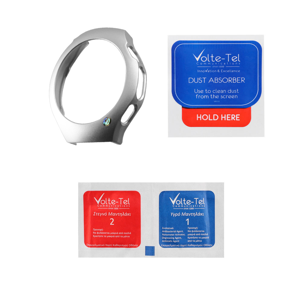 VOLTE-TEL TEMPERED GLASS HUAWEI WATCH 5 46mm 1.5" 9H 0.30mm PC EDGE COVER WITH KEY 3D FULL GLUE FULL COVER SILVER - Image 3