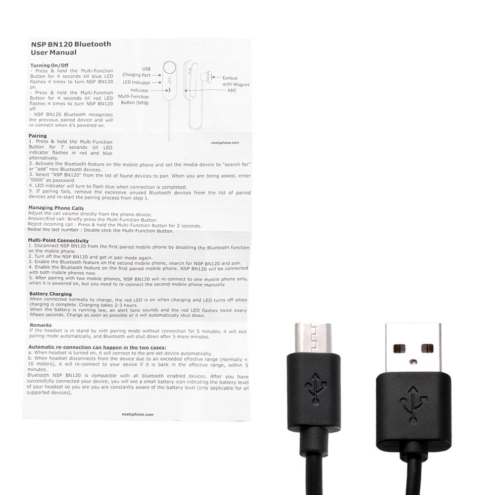 NSP BLUETOOTH BN120 MAGNET CLIP ON HEADSET V5.3 (2 ΣΥΣΚΕΥΩΝ) BLACK - Image 4