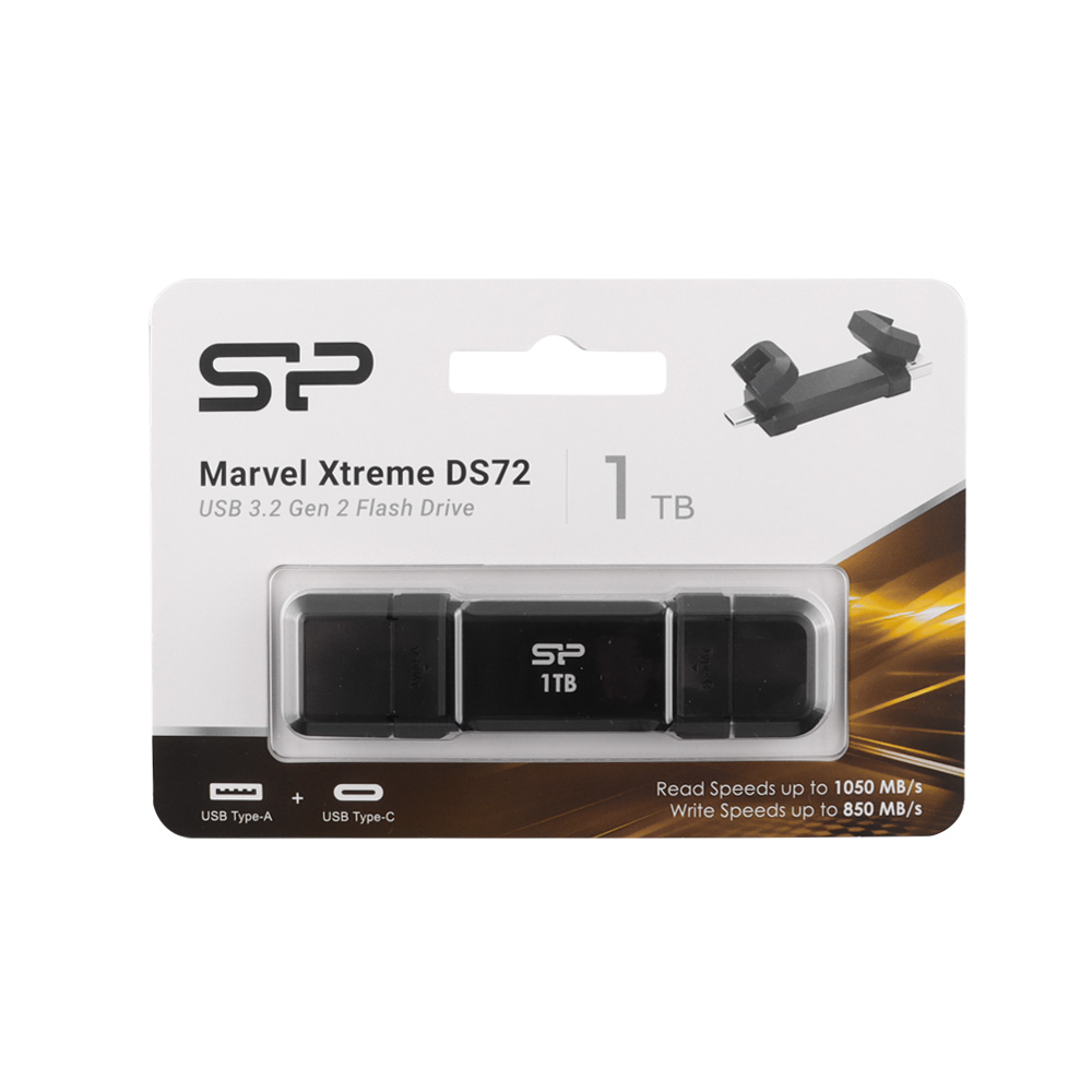 SILICON POWER USB - TYPE C FLASH DRIVE 1TB USB 3.2+OTG MARVEL XTREME DS72 SP001TBUC3S72VPK BLACK-R/W 1050/850 Mb/s - Image 2