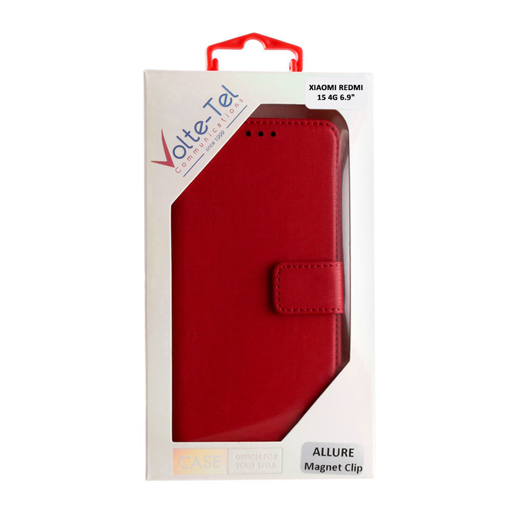 VOLTE-TEL ΘΗΚΗ XIAOMI REDMI 15 4G GLOBAL VERSION 6.9" ALLURE MAGNET BOOK STAND CLIP RED - Image 2