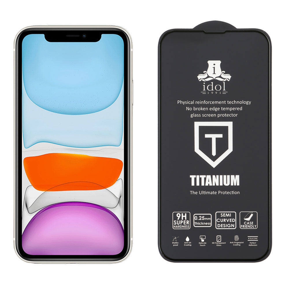 IDOL 1991 TITANIUM TEMPERED GLASS IPHONE 11 PRO/XS/X 5.8in 9H 0.25mm SEMI CURVED FULL GLUE BLACK - Image 5