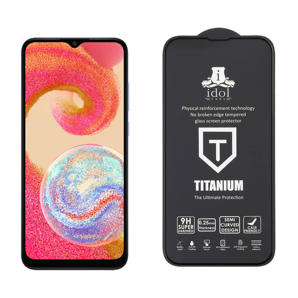 IDOL 1991 TITANIUM TEMPERED GLASS SAMSUNG A04e A042 6.5in 9H 0.25mm SEMI CURVED FULL GLUE BLACK - Image 5