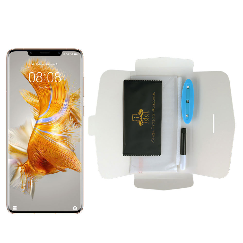 IDOL 1991 UV TEMPERED GLASS HUAWEI MATE 50 PRO 6.74in 9H 0.20mm 10D SEMI WITH GLUE-TOOL FINGER UNLOCK FULL COVER TRANSPARENT - Image 5